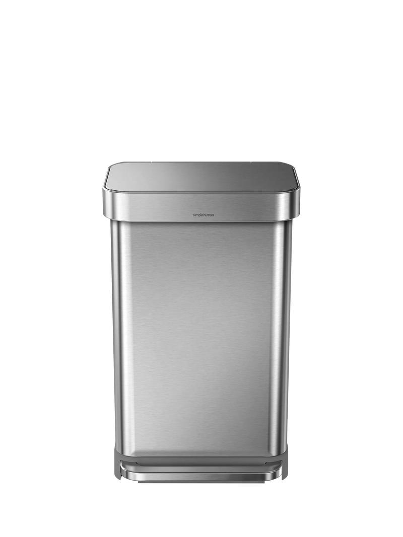 Simplehuman rectangular 45L pedal bin brushed stainless steel, imported from the UK