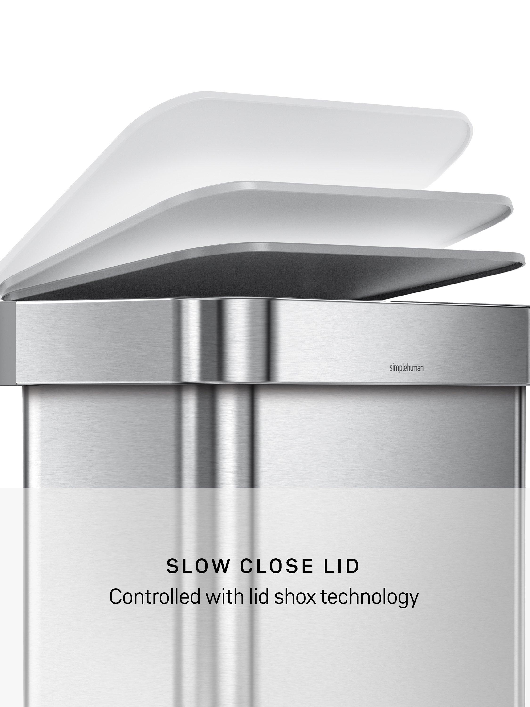 Simplehuman rectangular 45L pedal bin brushed stainless steel, imported from the UK
