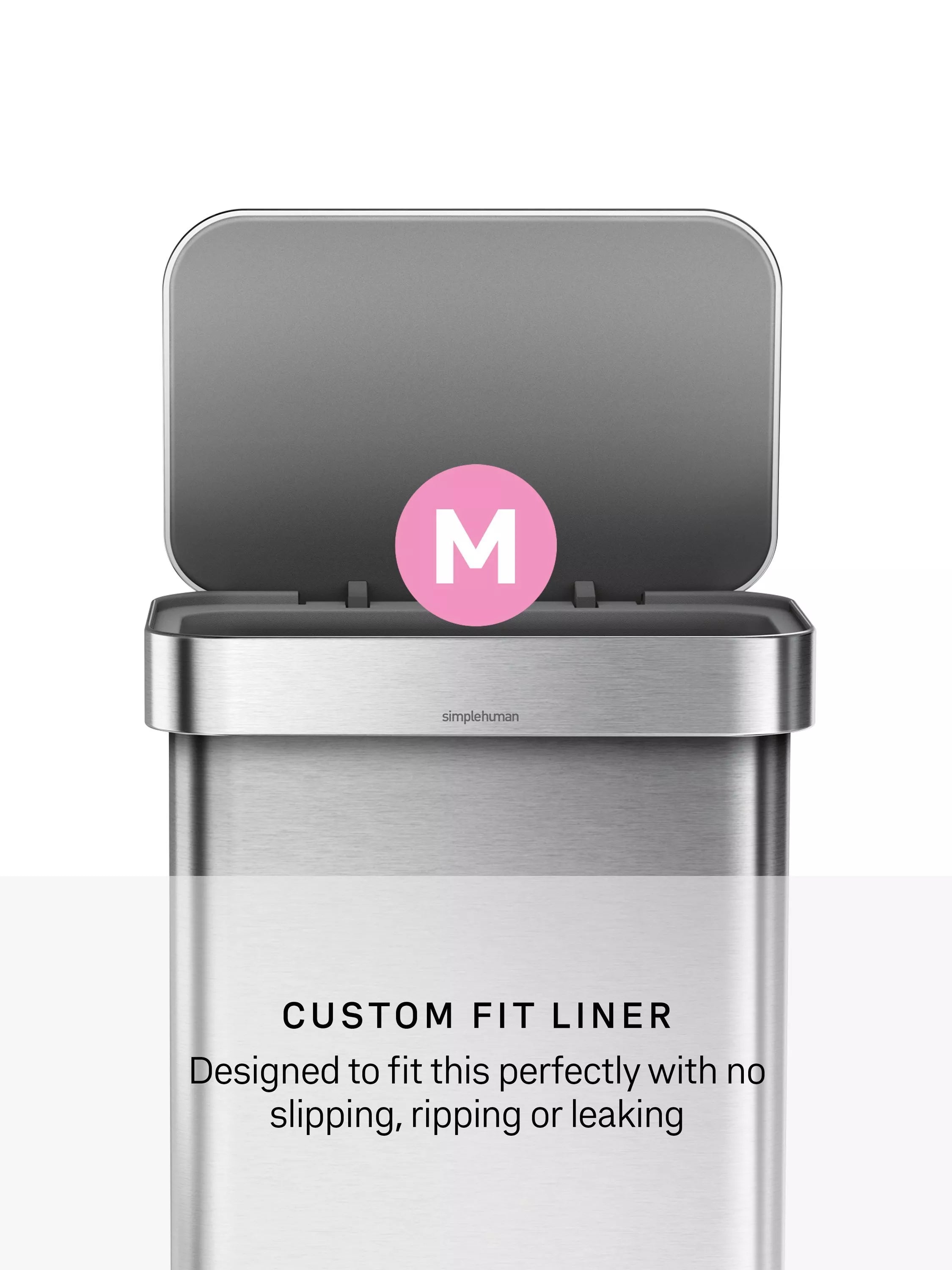 Simplehuman rectangular 45L pedal bin brushed stainless steel, imported from the UK