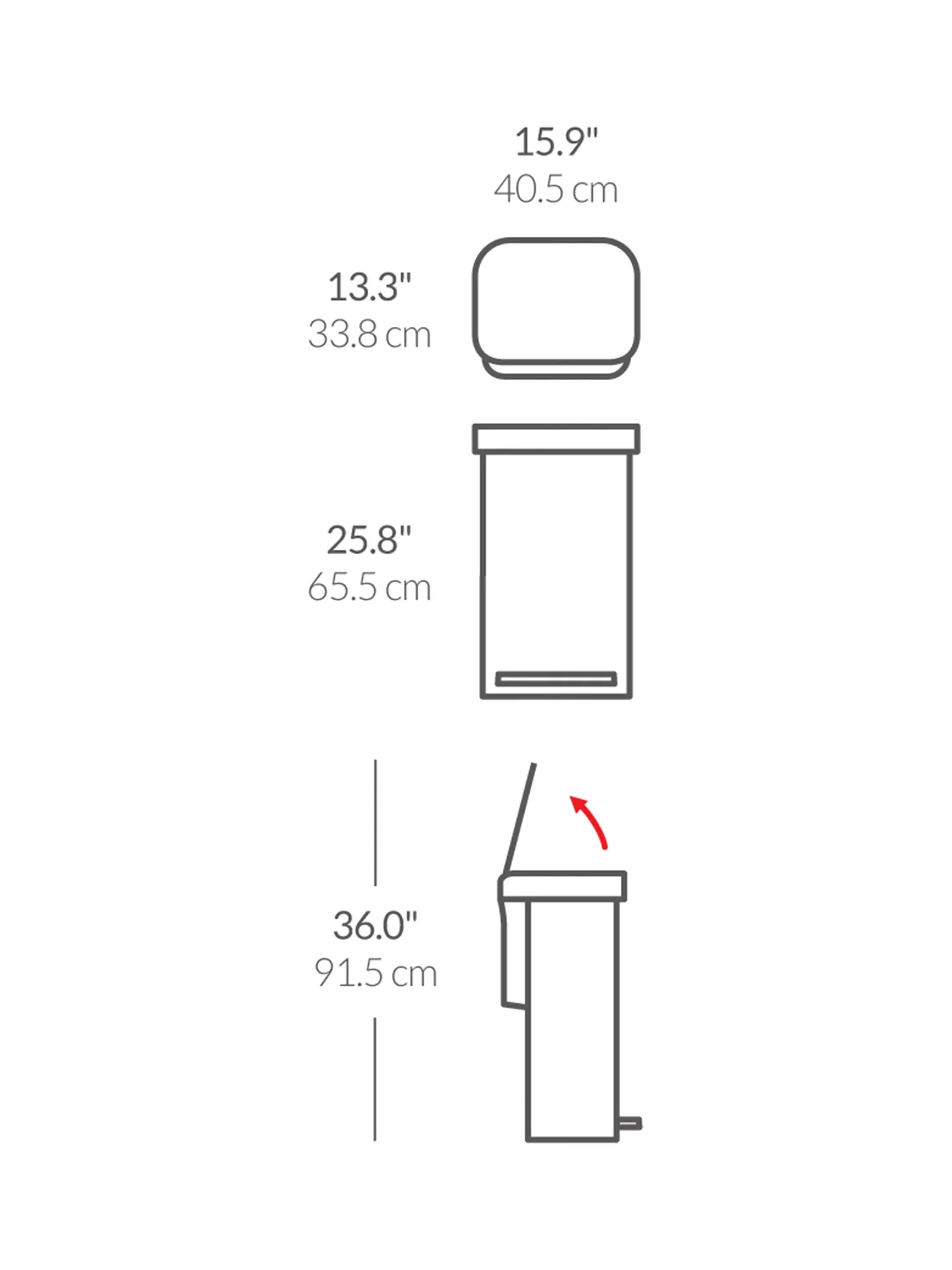 Simplehuman rectangular 45L pedal bin brushed stainless steel, imported from the UK