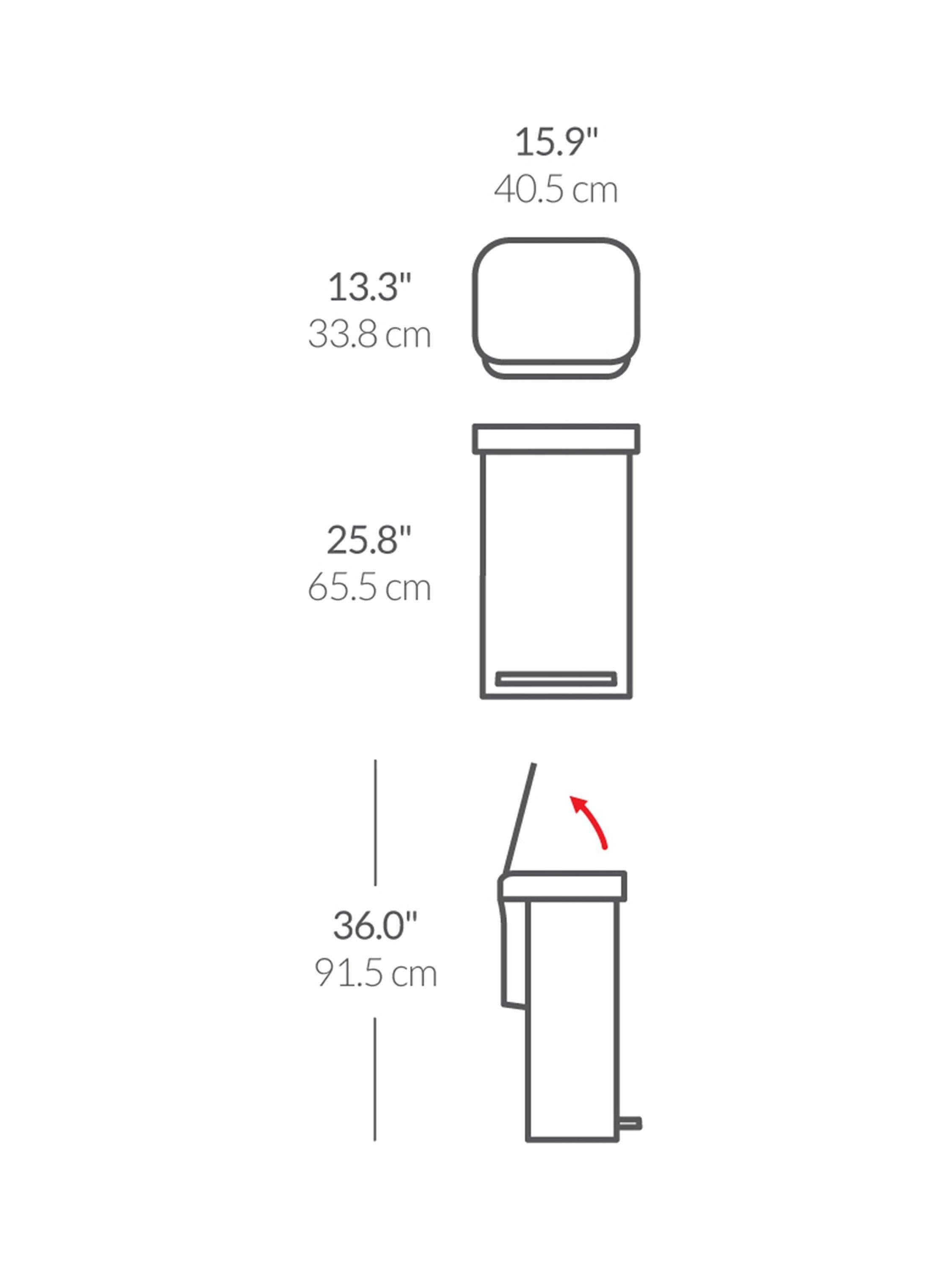 Simplehuman rectangular 45L pedal bin brushed stainless steel, imported from the UK