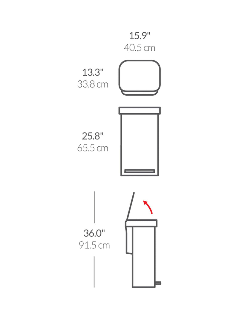 Simplehuman rectangular 45L pedal bin brushed stainless steel, imported from the UK