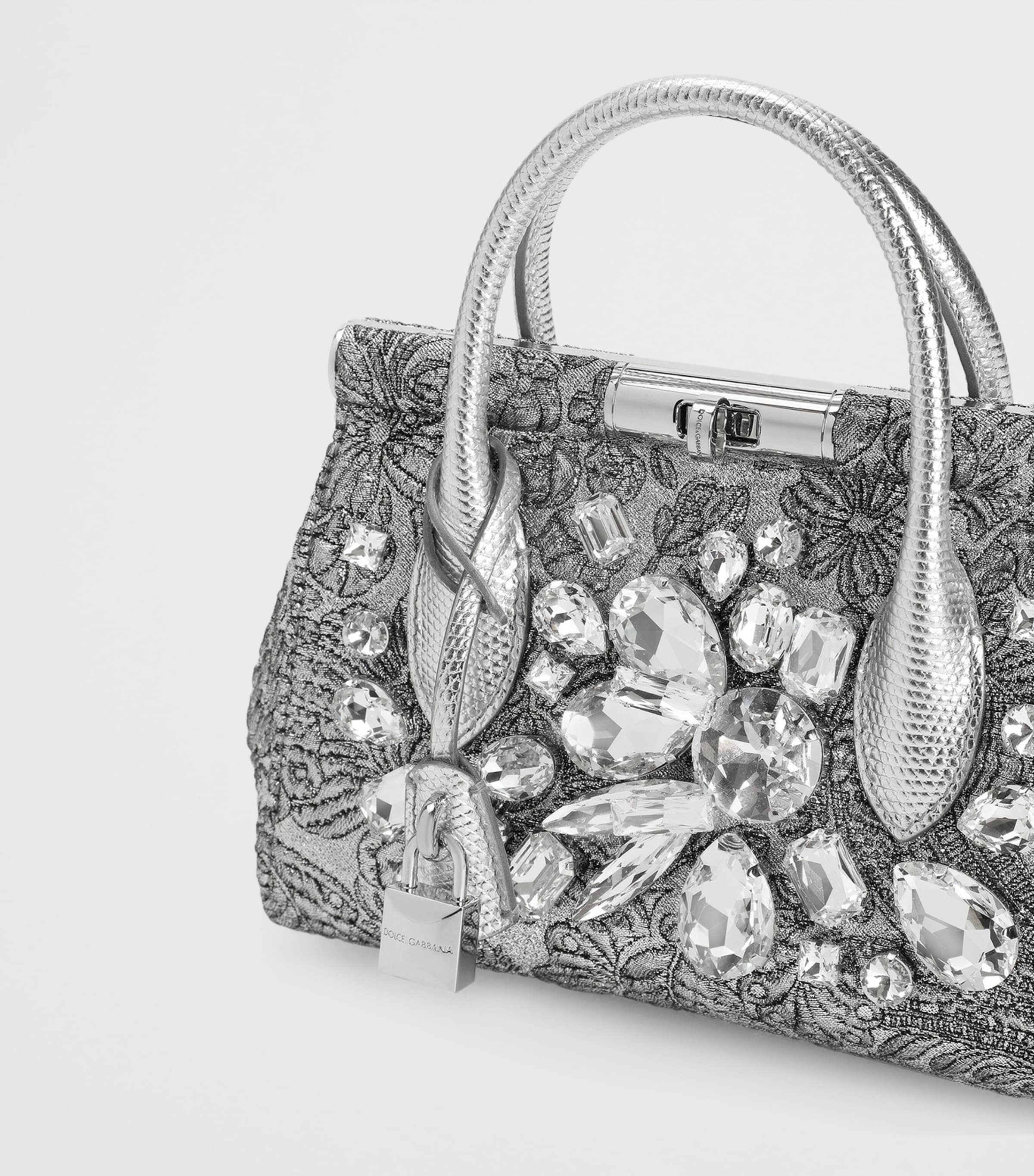 Dolce&Gabbana Marlene embroidered top-handle bag with rhinestones - British product