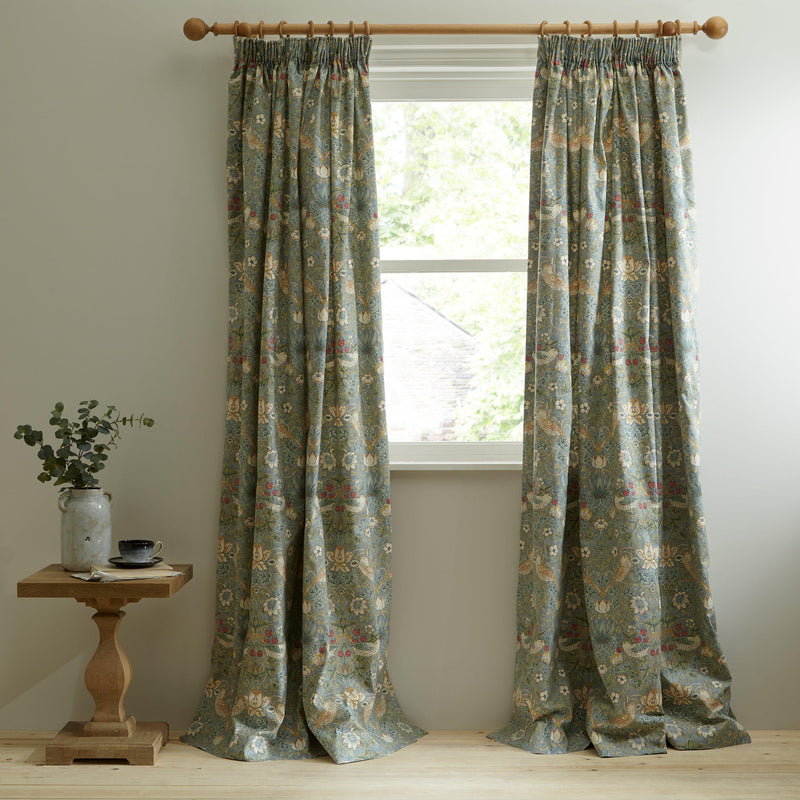 Morris & Co. Strawberry Thief curtains Duck Egg 137x167cm, UK version