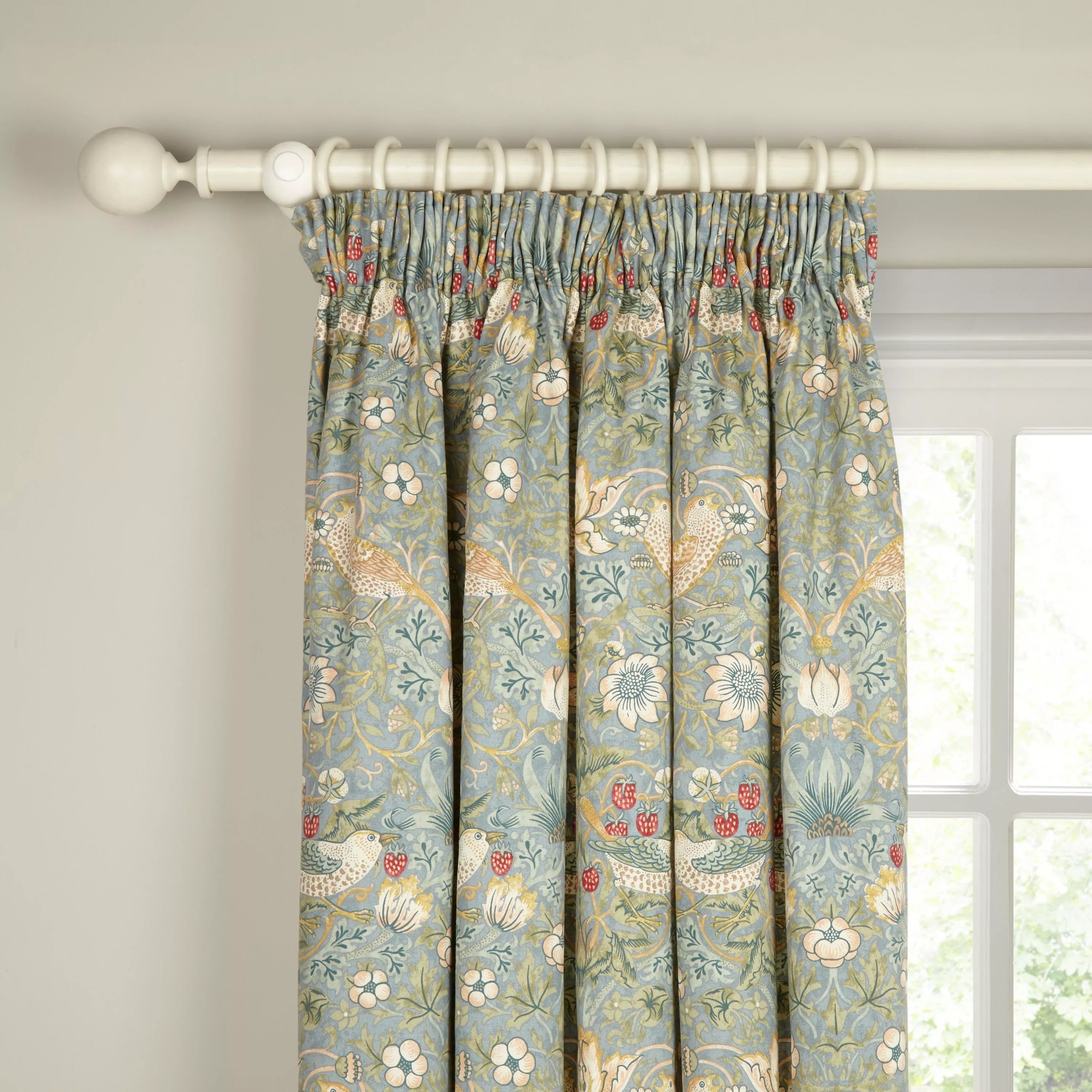 Morris & Co. Strawberry Thief curtains Duck Egg 137x167cm, UK version