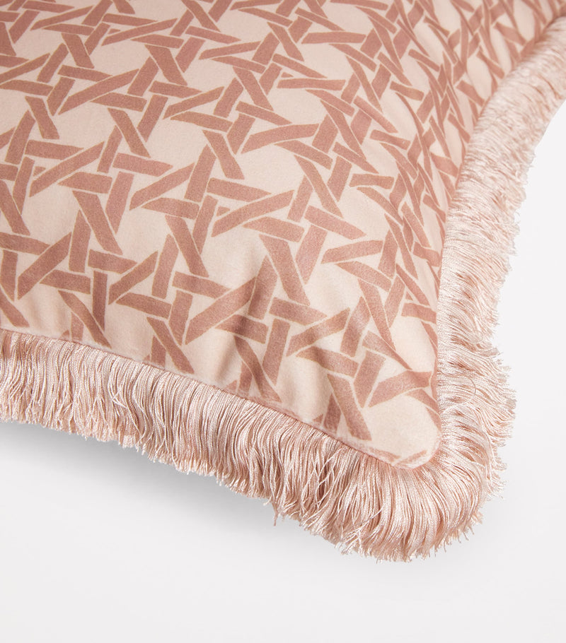 Poodle & Blonde fringed rattan cushion 50cm x 50cm, imported from the UK