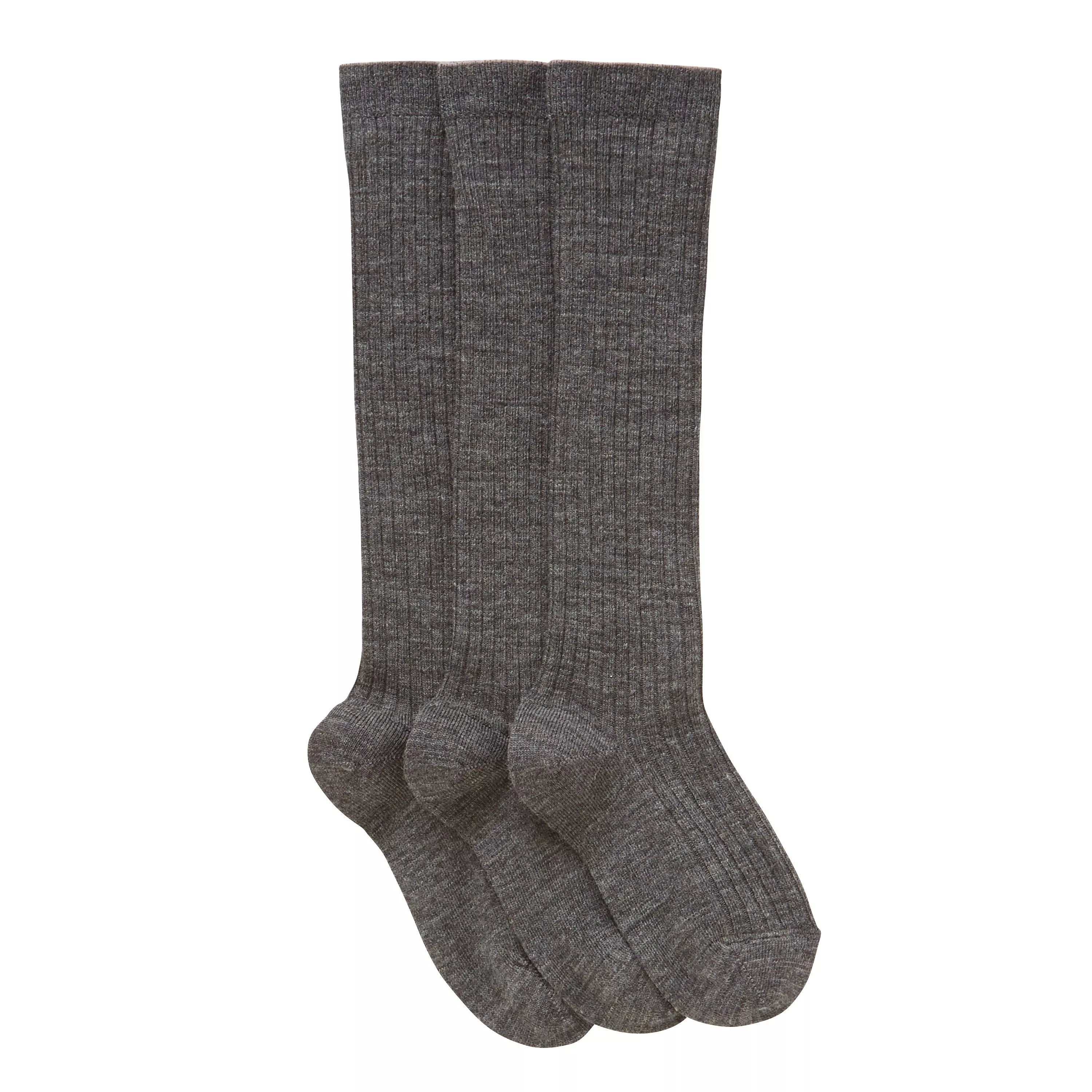 John Lewis Kids' Wool Rich Knee High Socks, Pack of 3, Charcoal, 6-8.5 Jnr