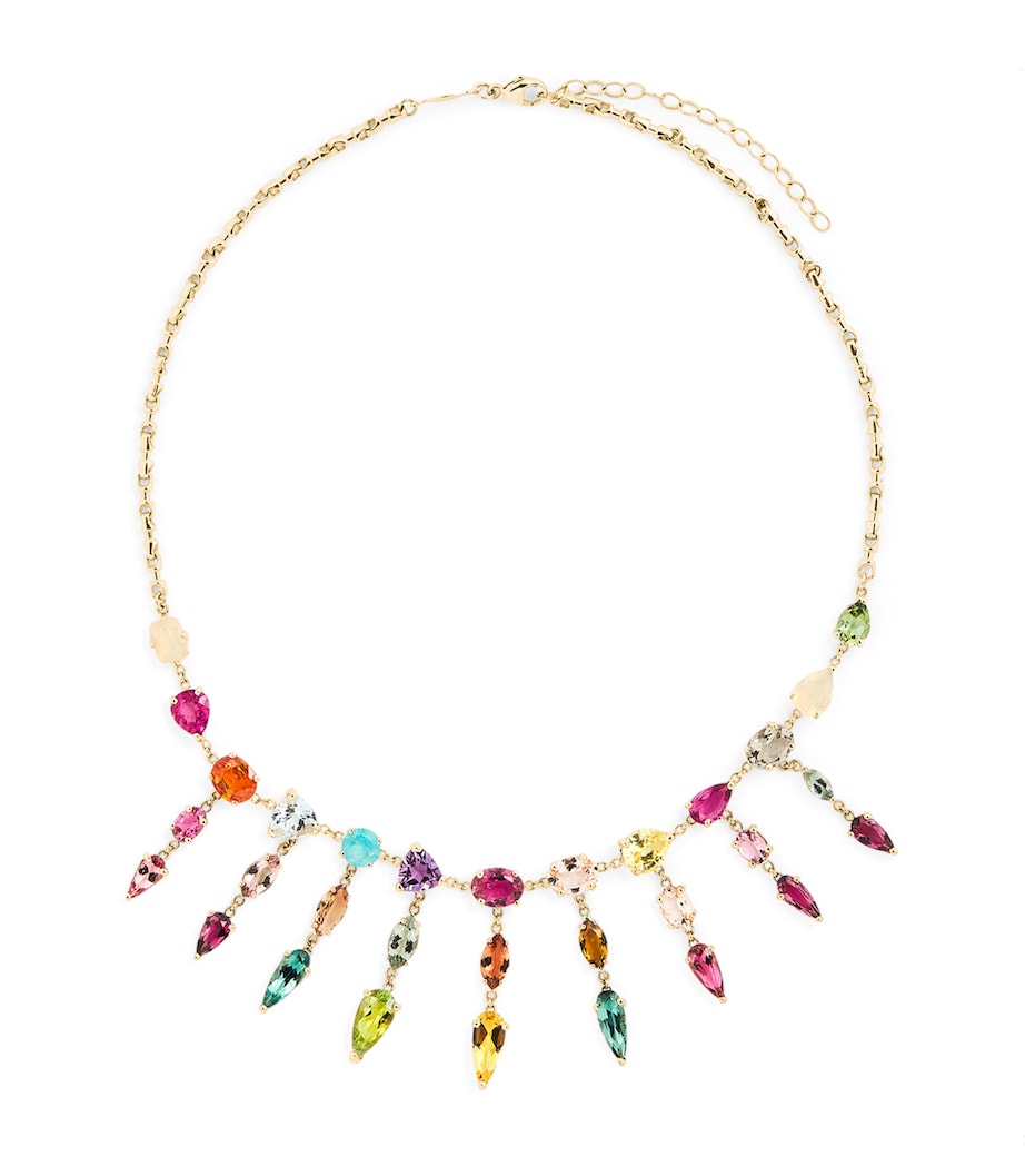 Jacquie Aiche Shaker necklace yellow gold mixed gemstone - British product