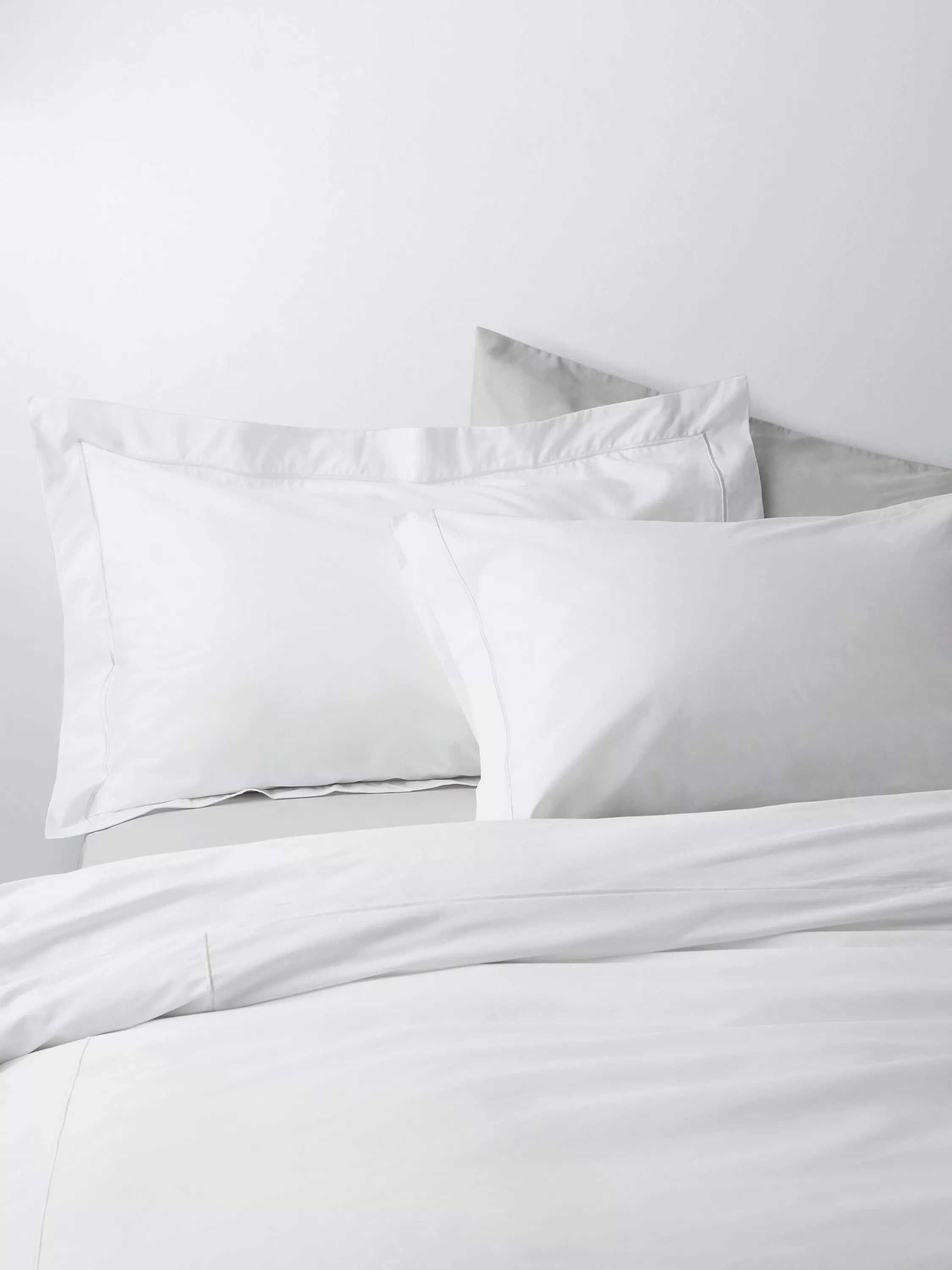 John Lewis Harlow Egyptian Cotton Percale, Boudoir Pillowcase, 400 Thread Count, White/Silver