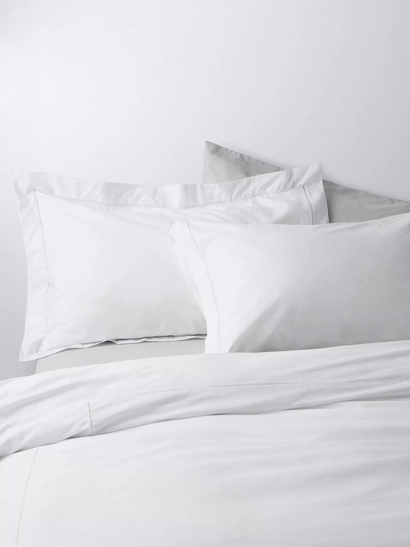 John Lewis Harlow Egyptian Cotton Percale, Boudoir Pillowcase, 400 Thread Count, White/Silver
