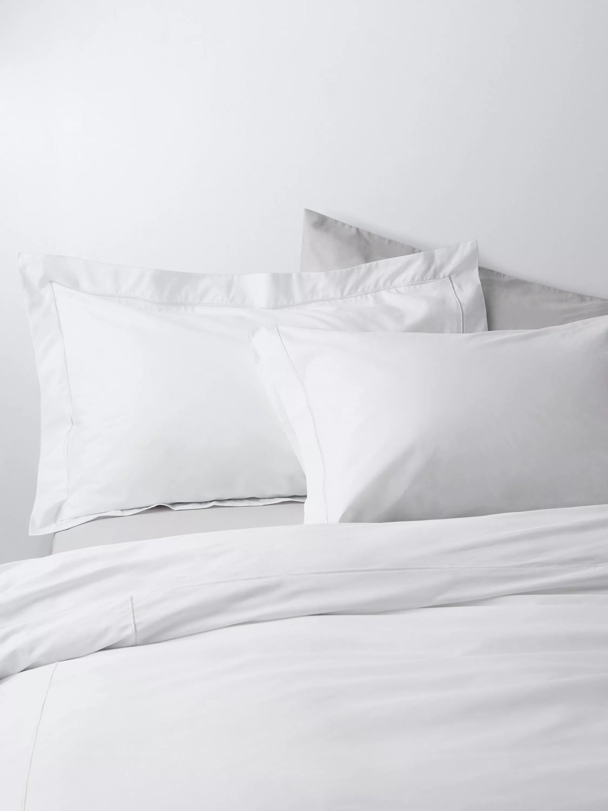 John Lewis Harlow Egyptian Cotton Percale, Boudoir Pillowcase, 400 Thread Count, White/Silver