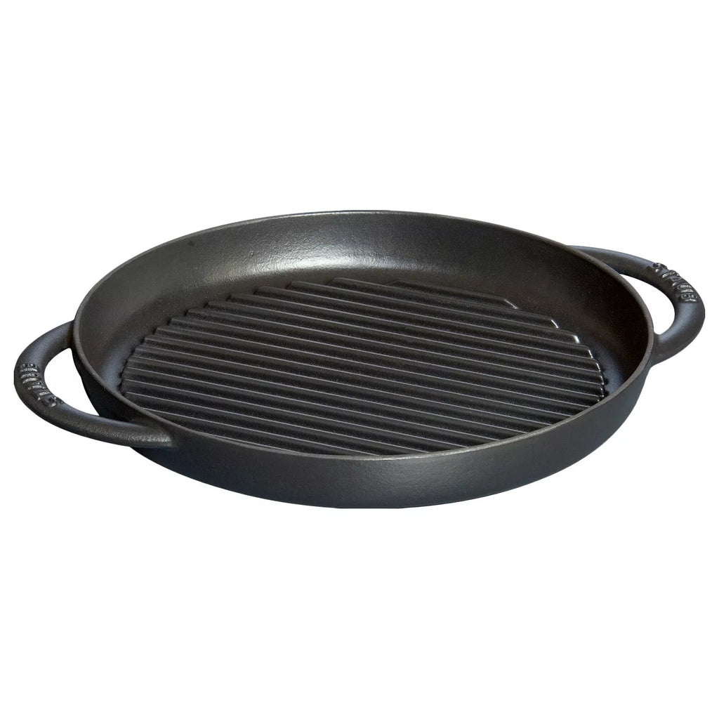 STAUB Cast Iron Round Pure Grill Pan, Black