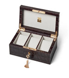 Aspinal of London Leather Croc-Embossed 3-Piece Watch Box - British product
