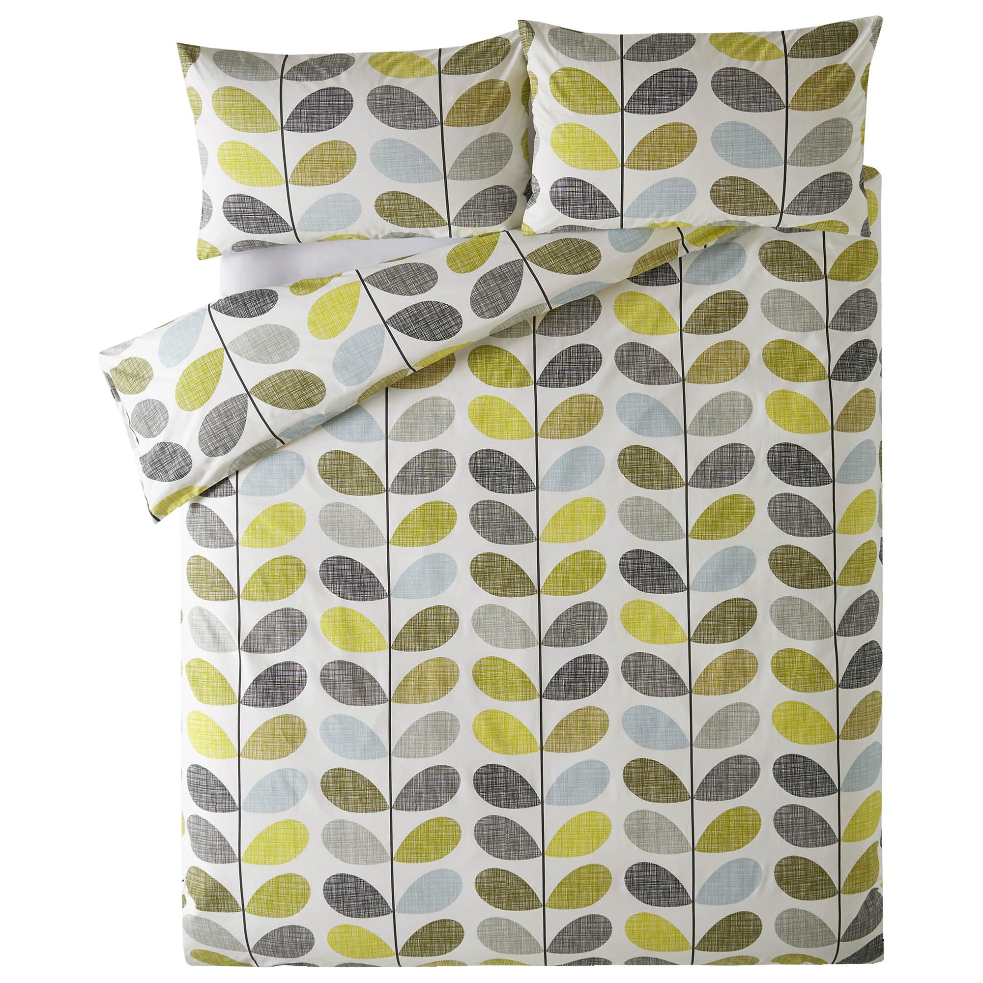 Orla Kiely cotton bedding Scribble Stem duck egg sea grass, imported from the UK