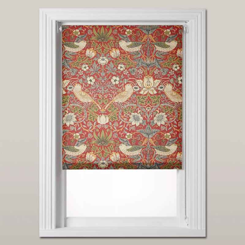 Morris & Co. Strawberry Thief Daylight Roller Blind, Red, W61 x Drop 190cm