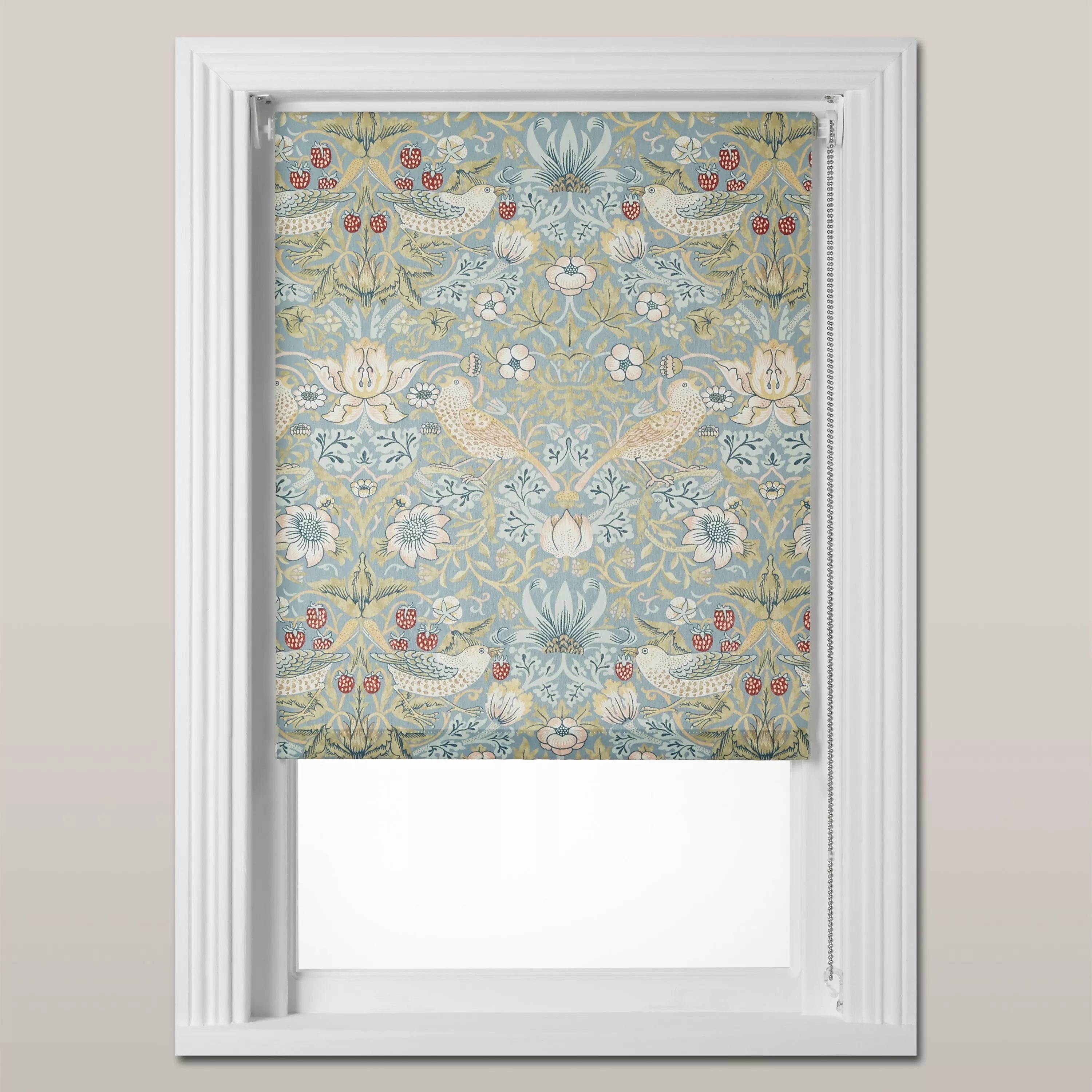 Morris & Co. Strawberry Thief Daylight Roller Blind, Eau De Nil, W61 x Drop 190cm