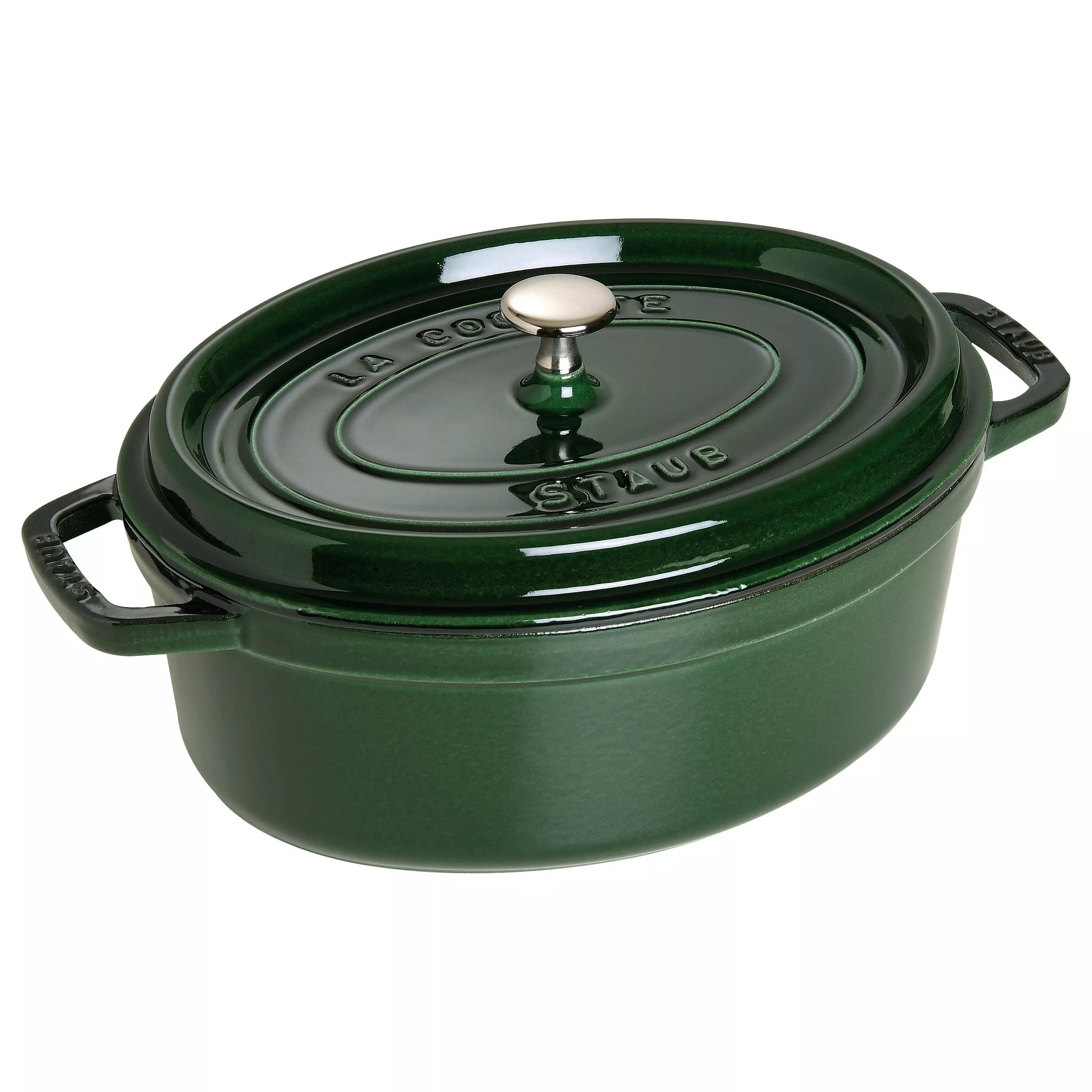 STAUB Cocotte Oval Cast Iron Casserole, Basil, 29cm