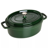 STAUB Cocotte Oval Cast Iron Casserole, Basil, 29cm