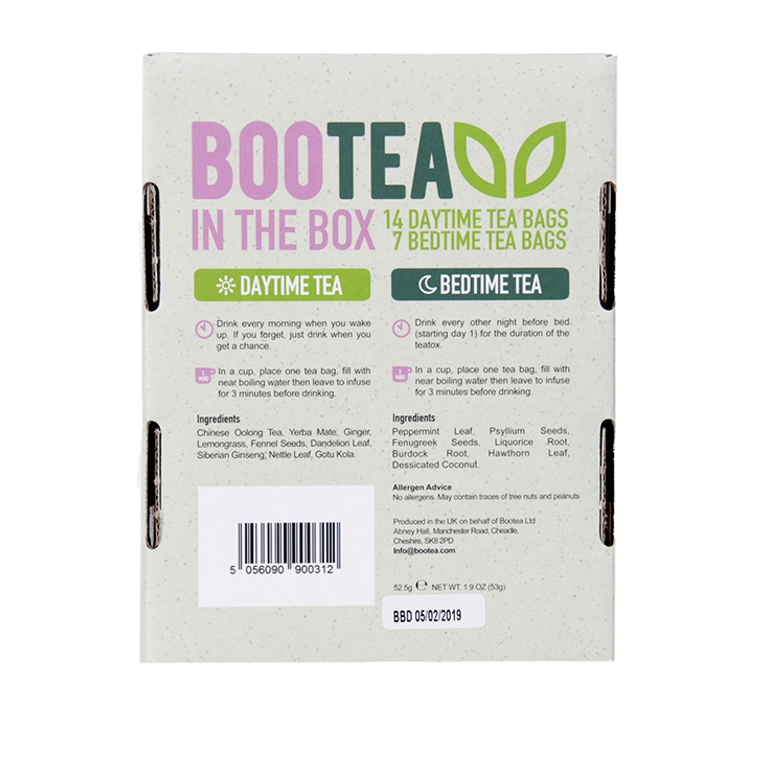 Bootea 14 Day Teatox herbal detox tea pack - British product