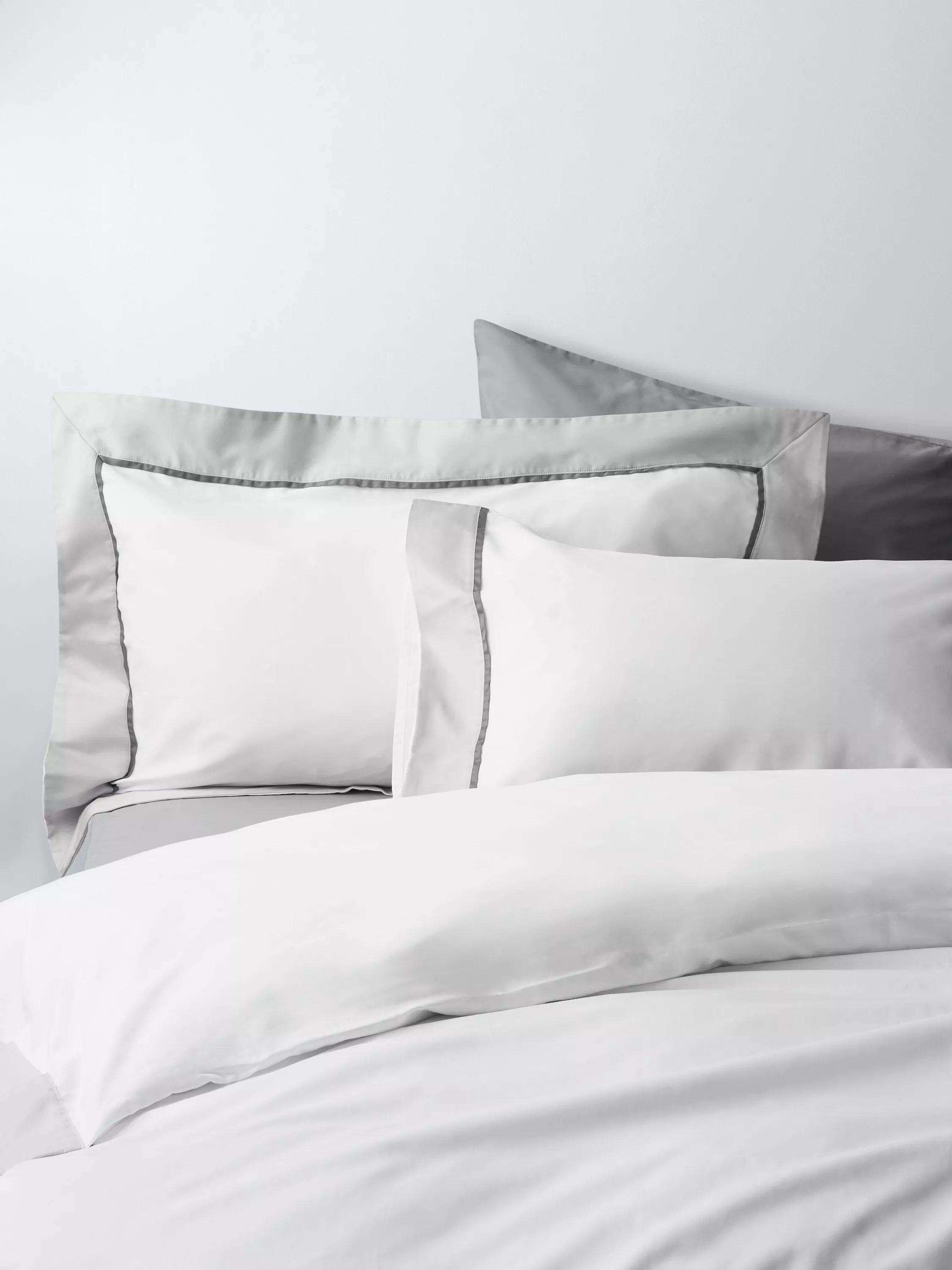 John Lewis Padova Egyptian Cotton Sateen, Standard Pillowcase, 400 Thread Count, Cool Grey