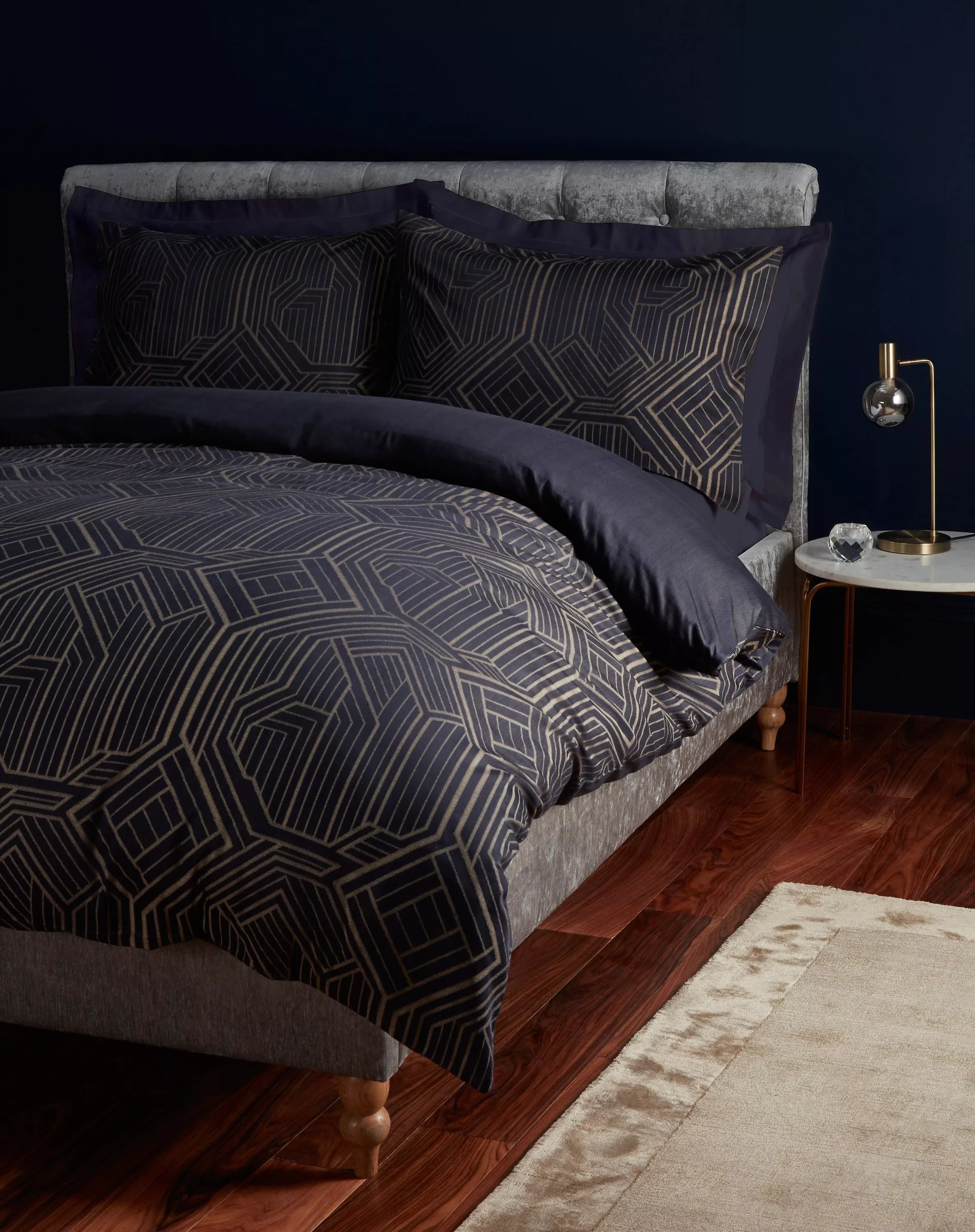 John Lewis Art Deco cotton bedding with gold highlights (British brand)