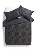John Lewis Textured & Decorative Art Deco Standard Pillowcase, Navy / Gold