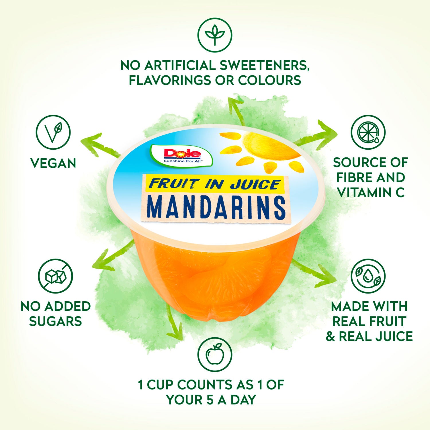 Dole mandarin in juice cups 4 x 113g - British product