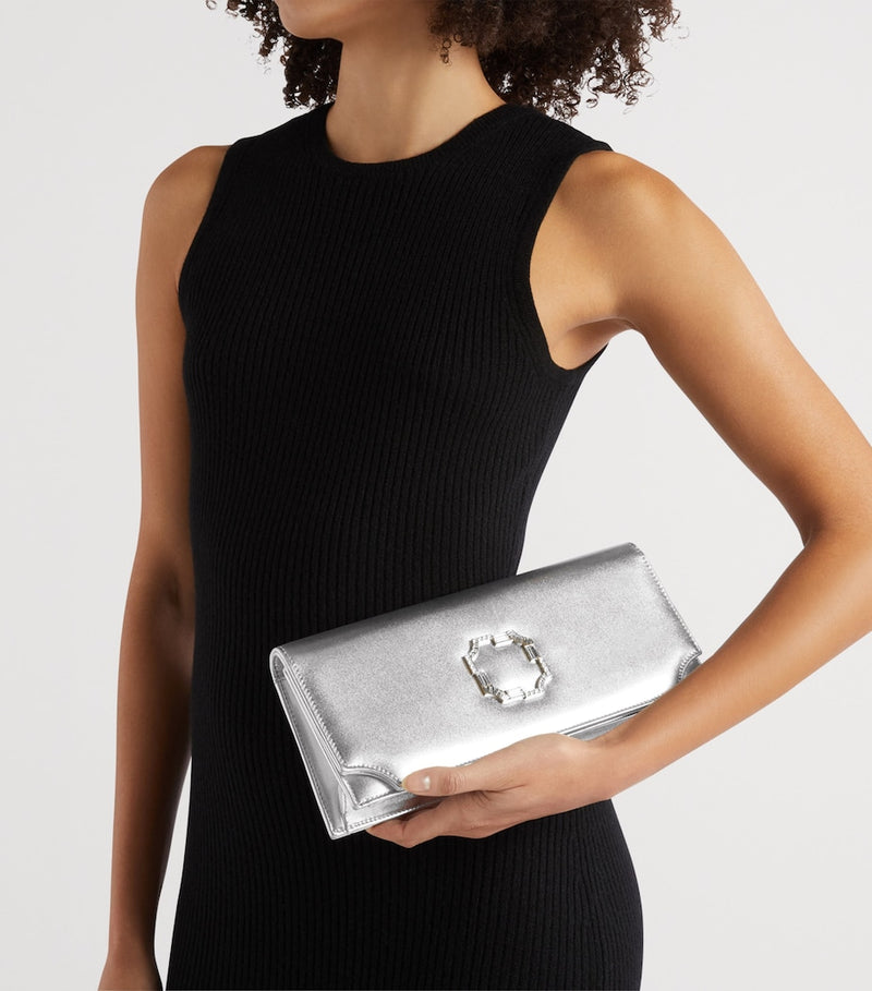 Malone Souliers Vivien metallic leather clutch bag - British product