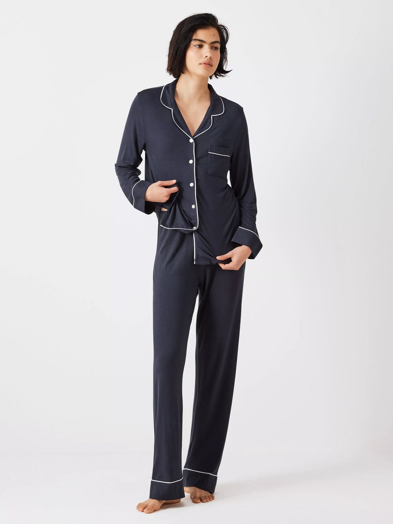 John Lewis modal pyjama set with straight fit bottoms and button-through top, UK version