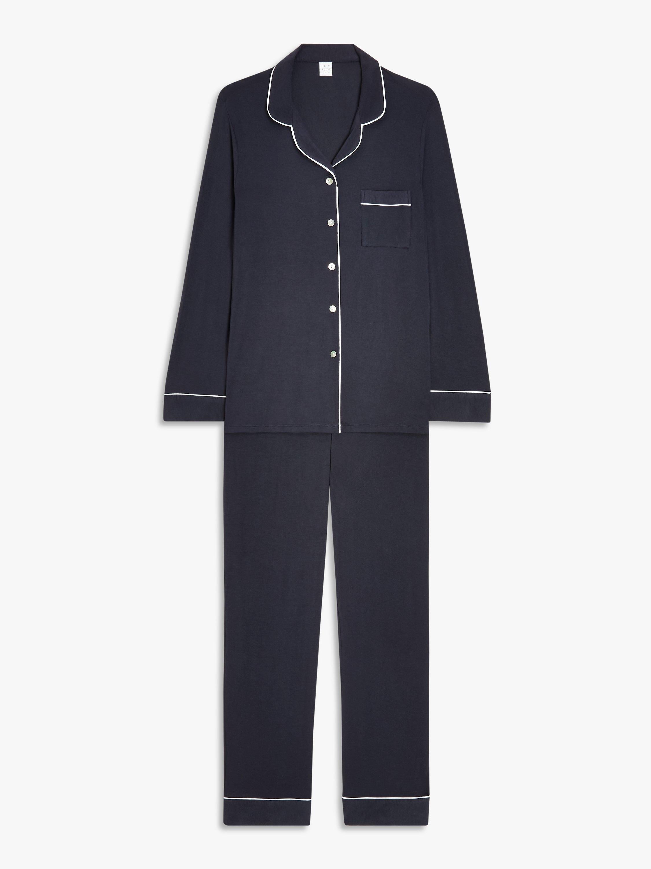 John Lewis modal pyjama set with straight fit bottoms and button-through top, UK version