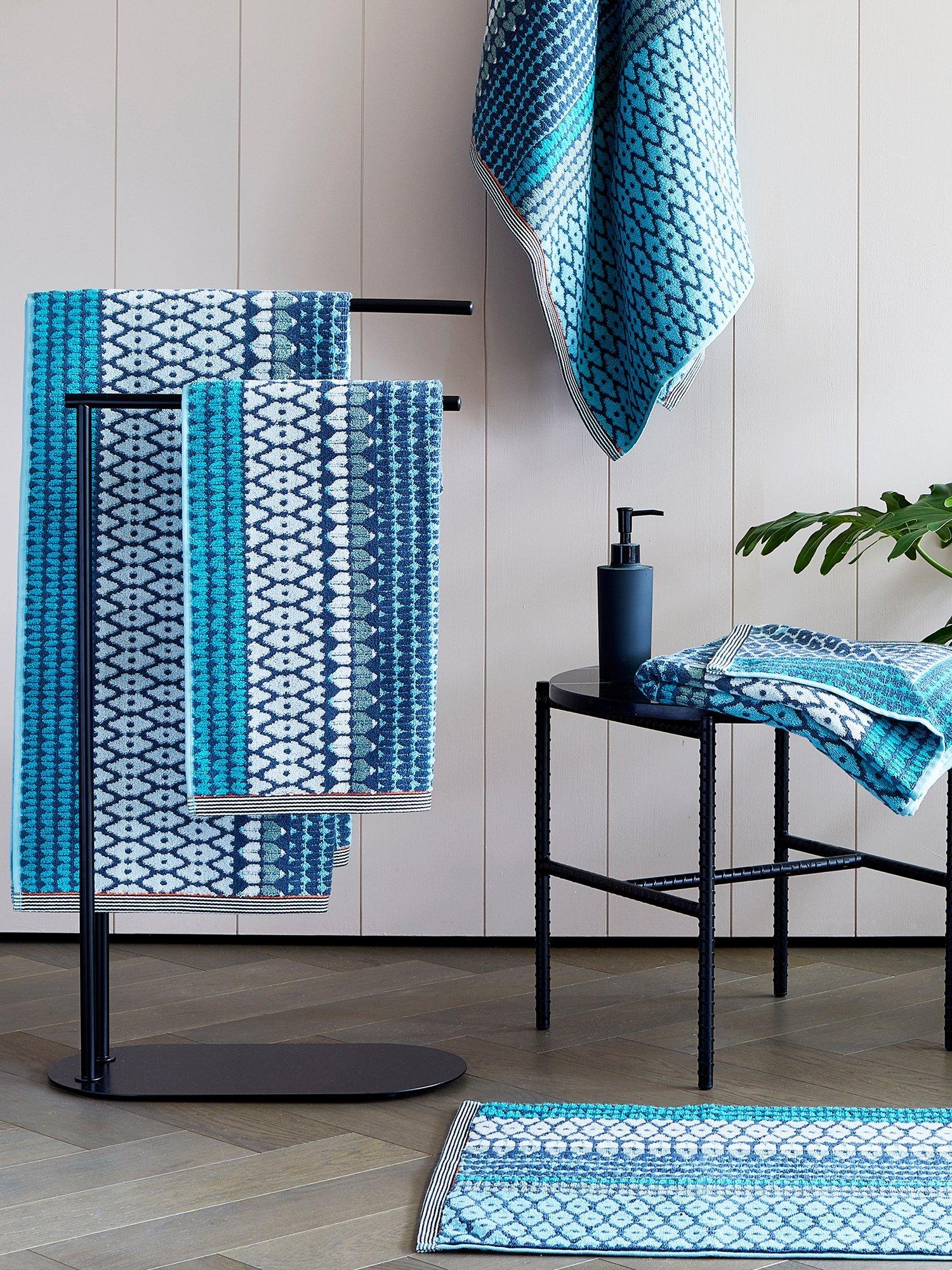 Margo Selby Bath Towel Blue 130x70cm, imported from the UK
