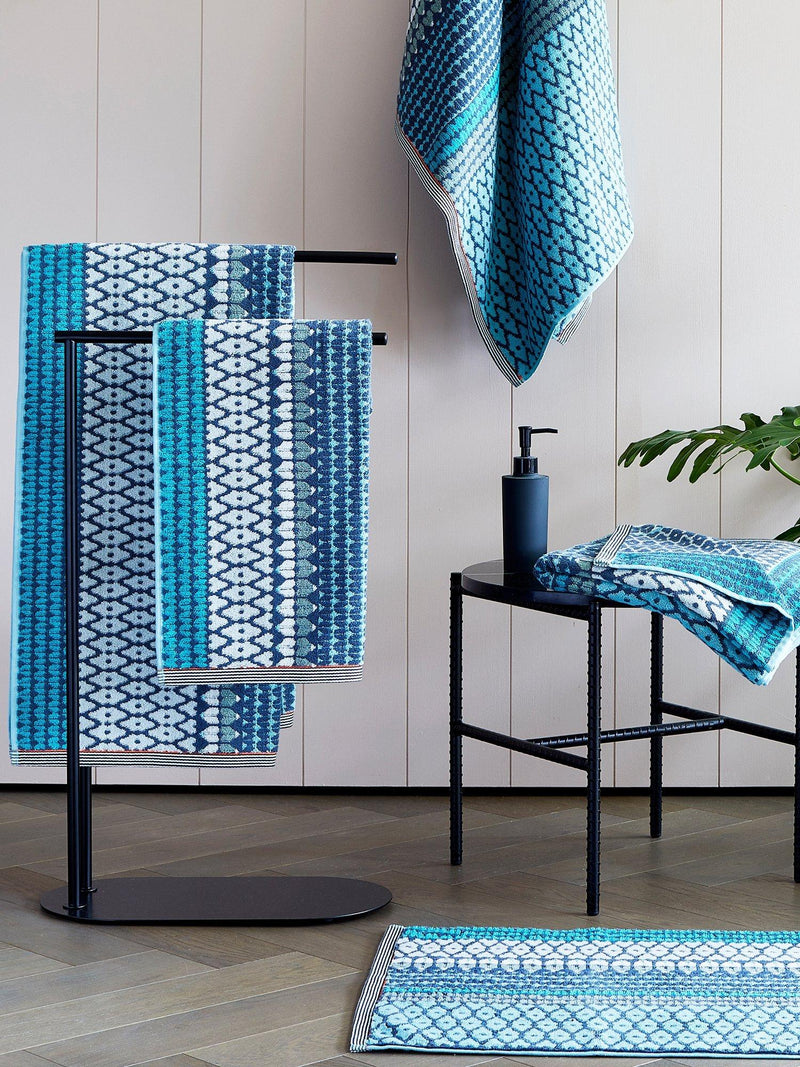 Margo Selby Bath Towel Blue 130x70cm, imported from the UK