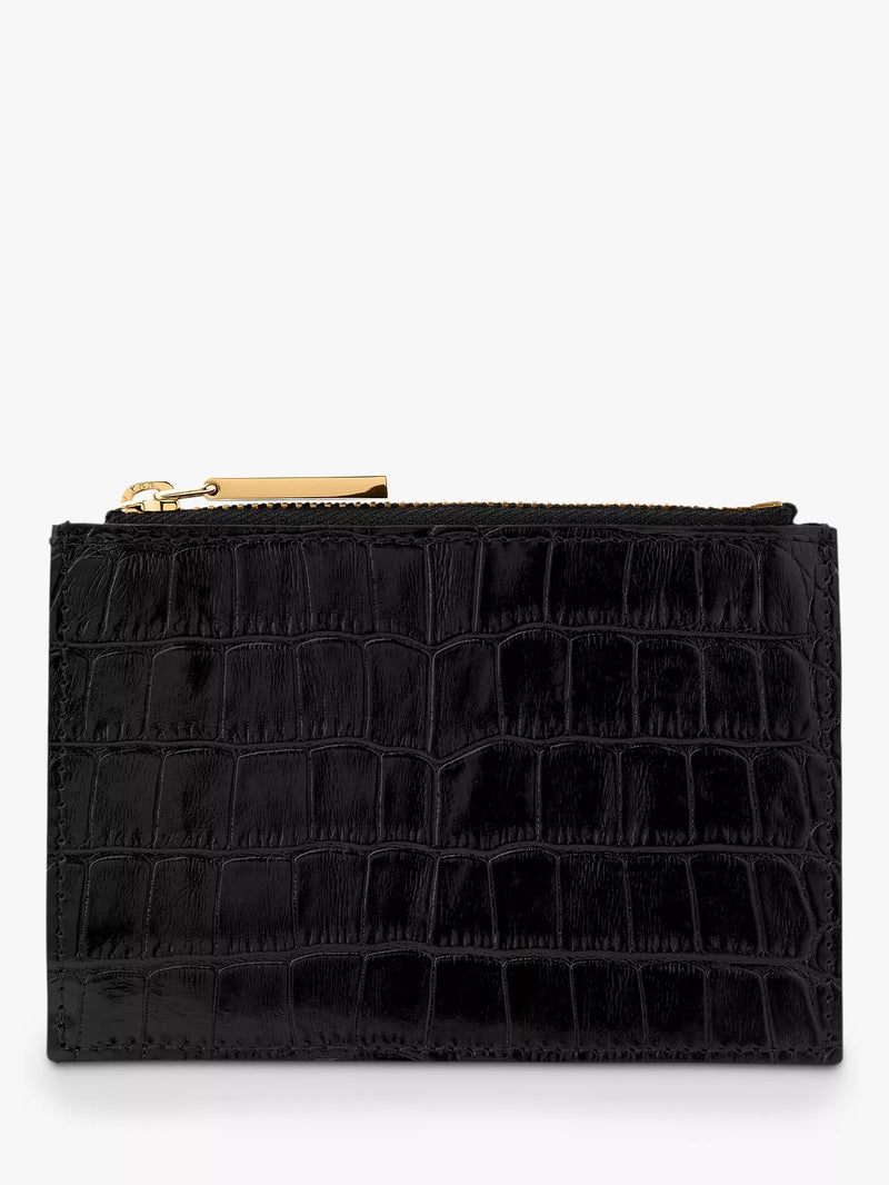 Whistles coin purse shiny embossed croc black - British product