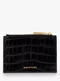 Whistles coin purse shiny embossed croc black - British product