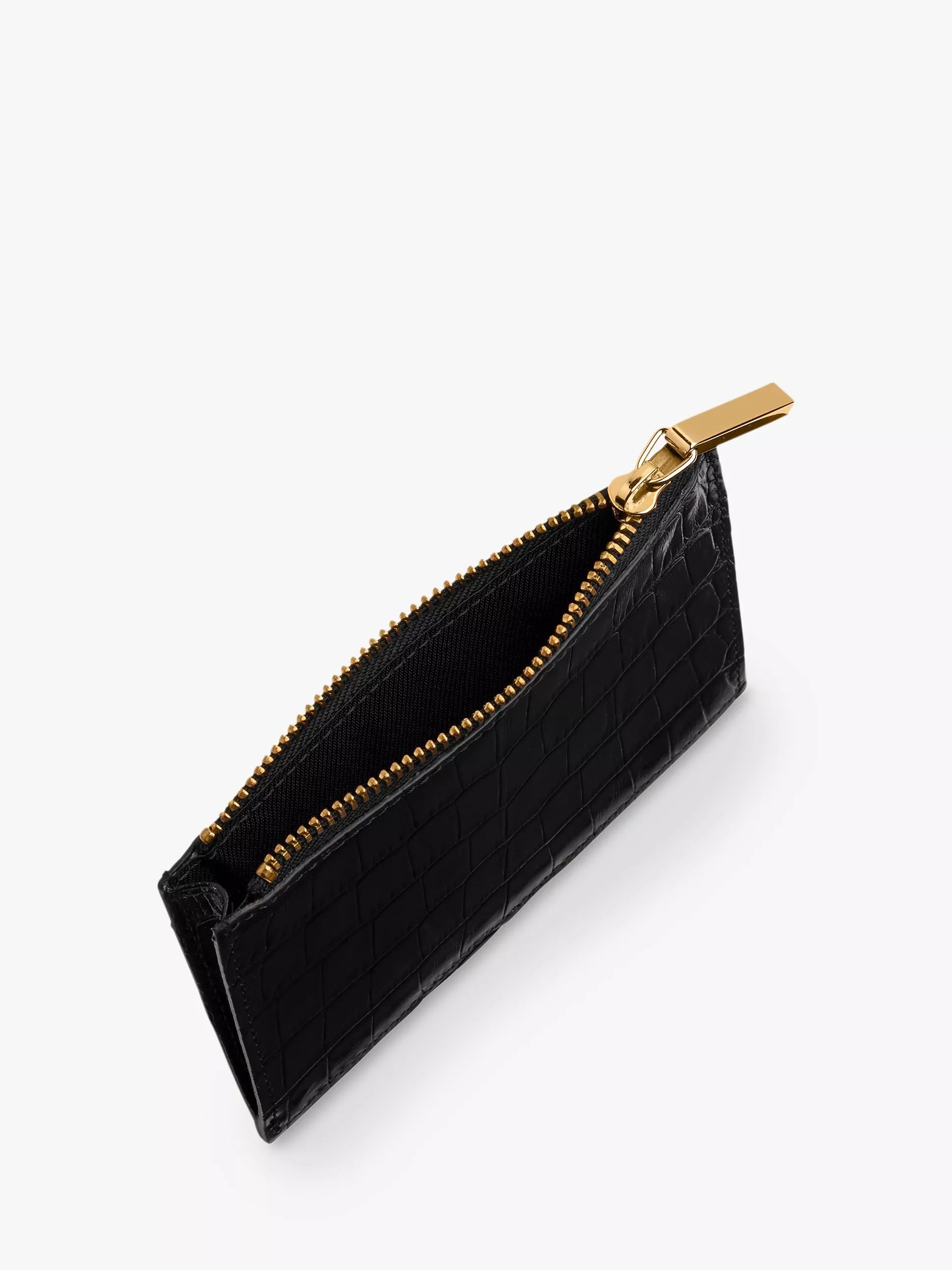 Whistles coin purse shiny embossed croc black - British product