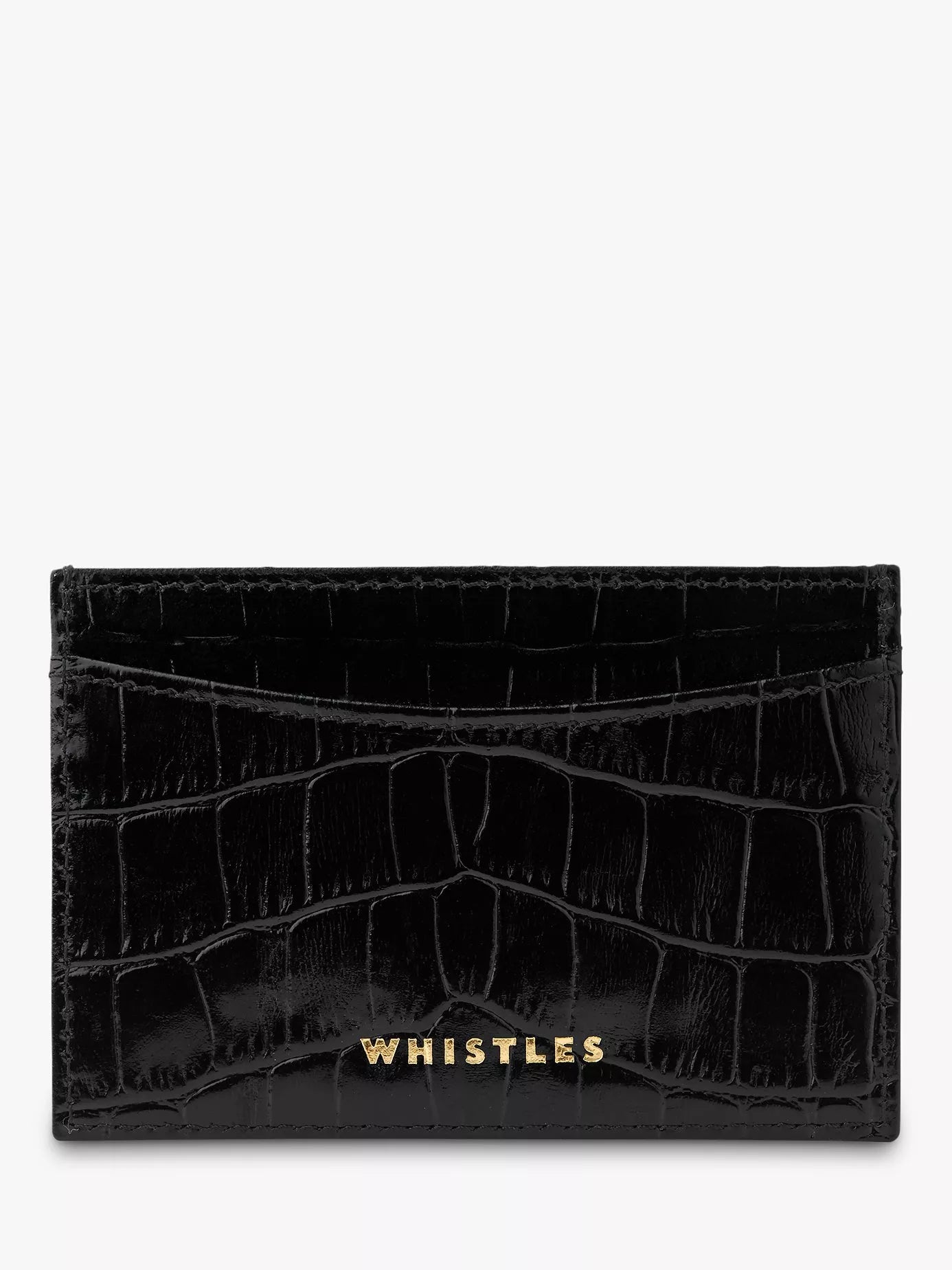 Whistles leather card holder with croc texture finish - British product