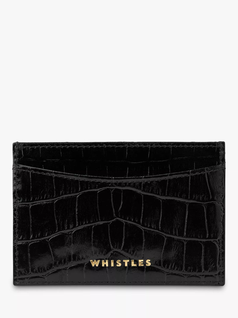 Whistles leather card holder with croc texture finish - British product