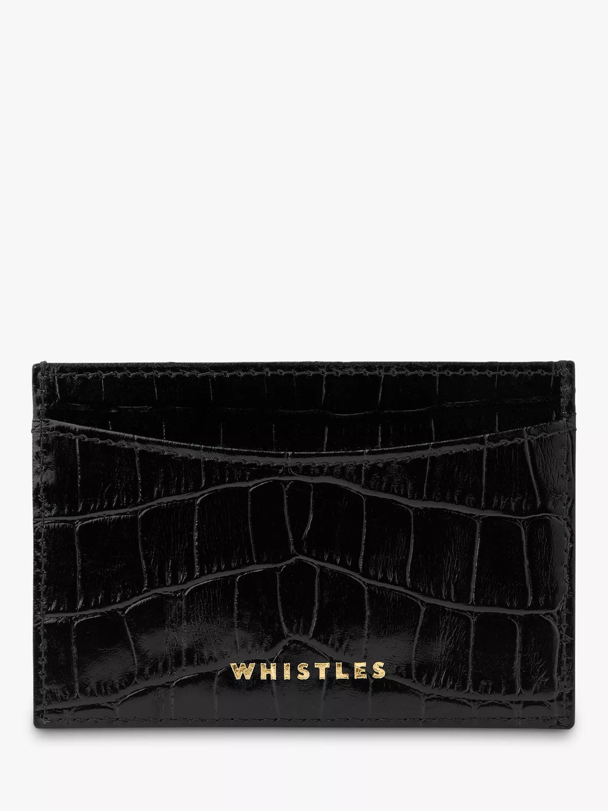 Whistles leather card holder with croc texture finish - British product