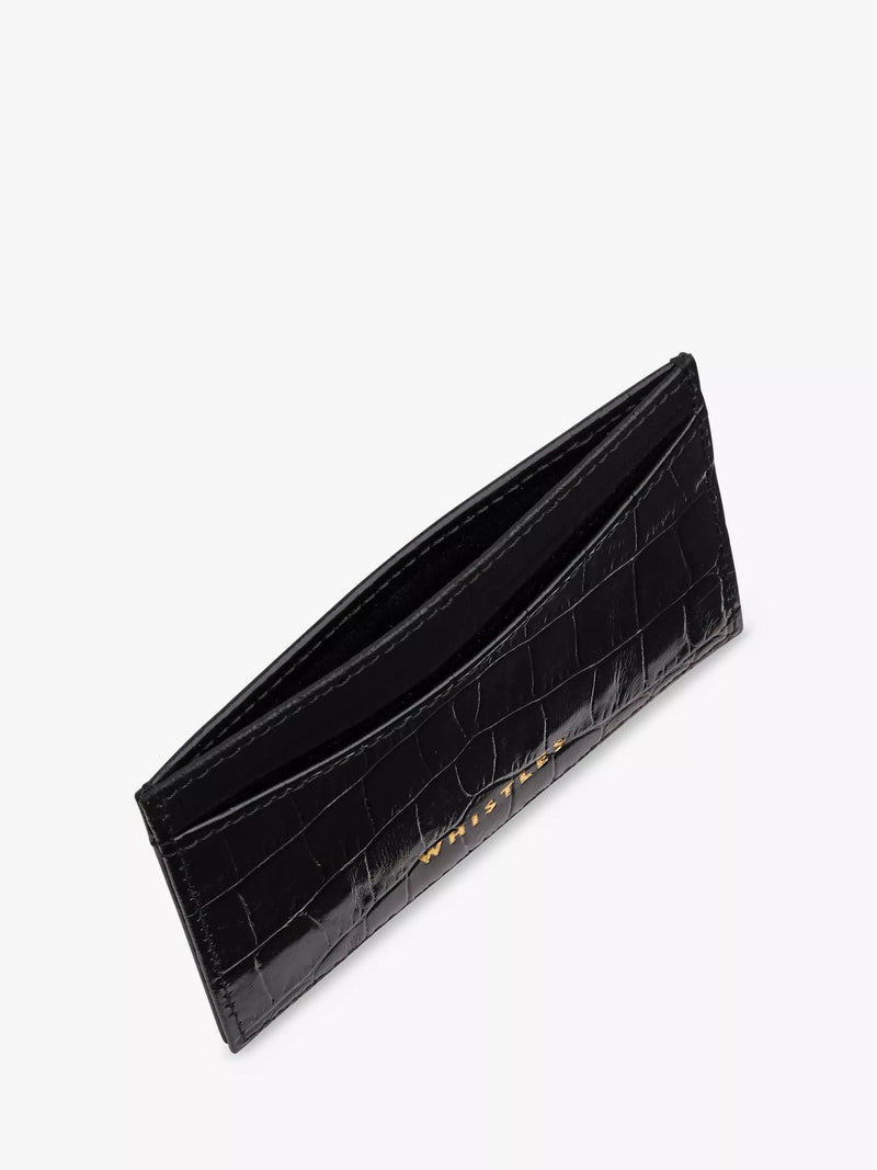 Whistles leather card holder with croc texture finish - British product