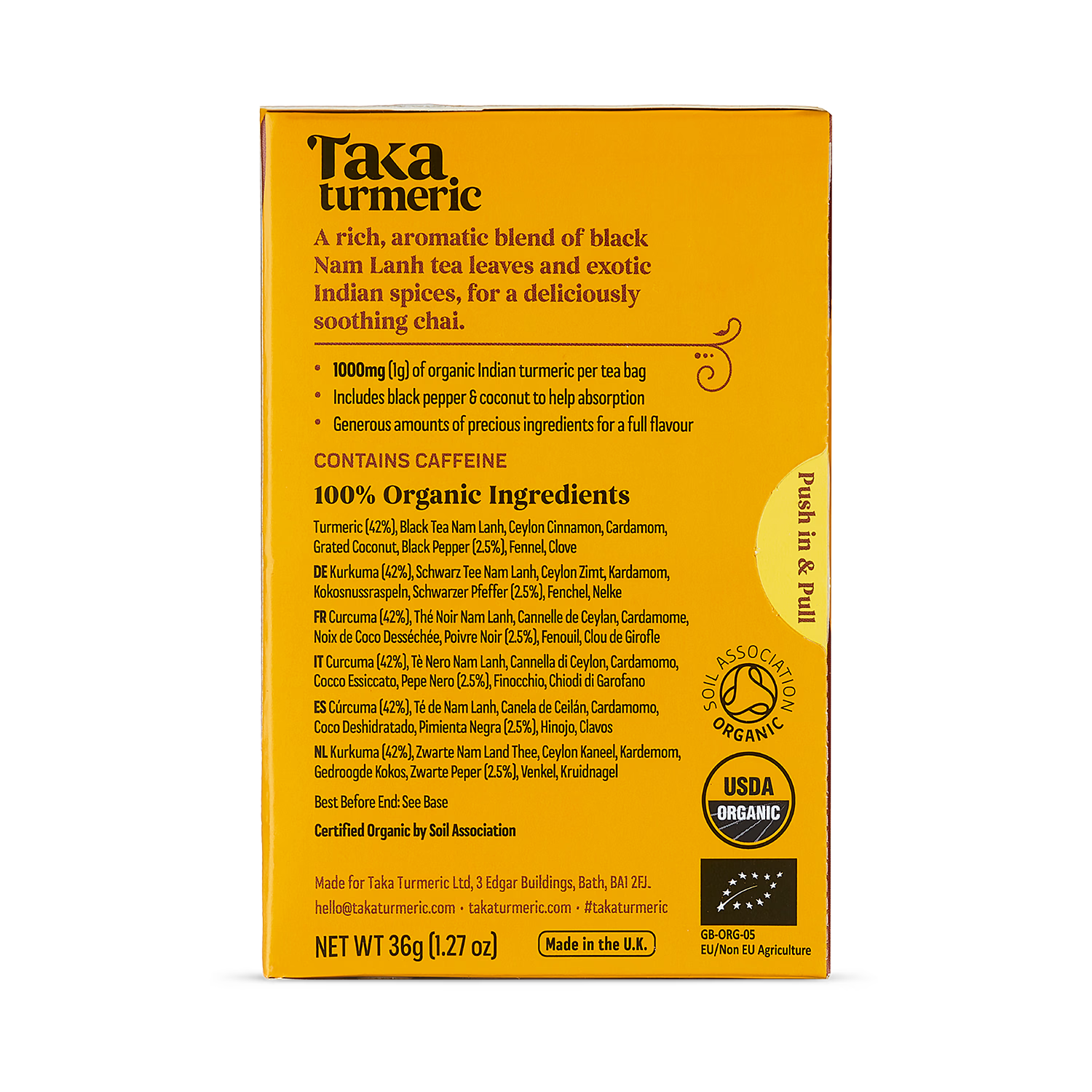 Taka Turmeric masala chai turmeric tea 15 teabags - British product