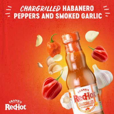 Frank's RedHot Chargrilled Habanero hot sauce 145g, imported from the UK