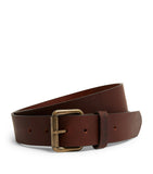 Barbour matte tan leather belt with gold buckle (British brand)