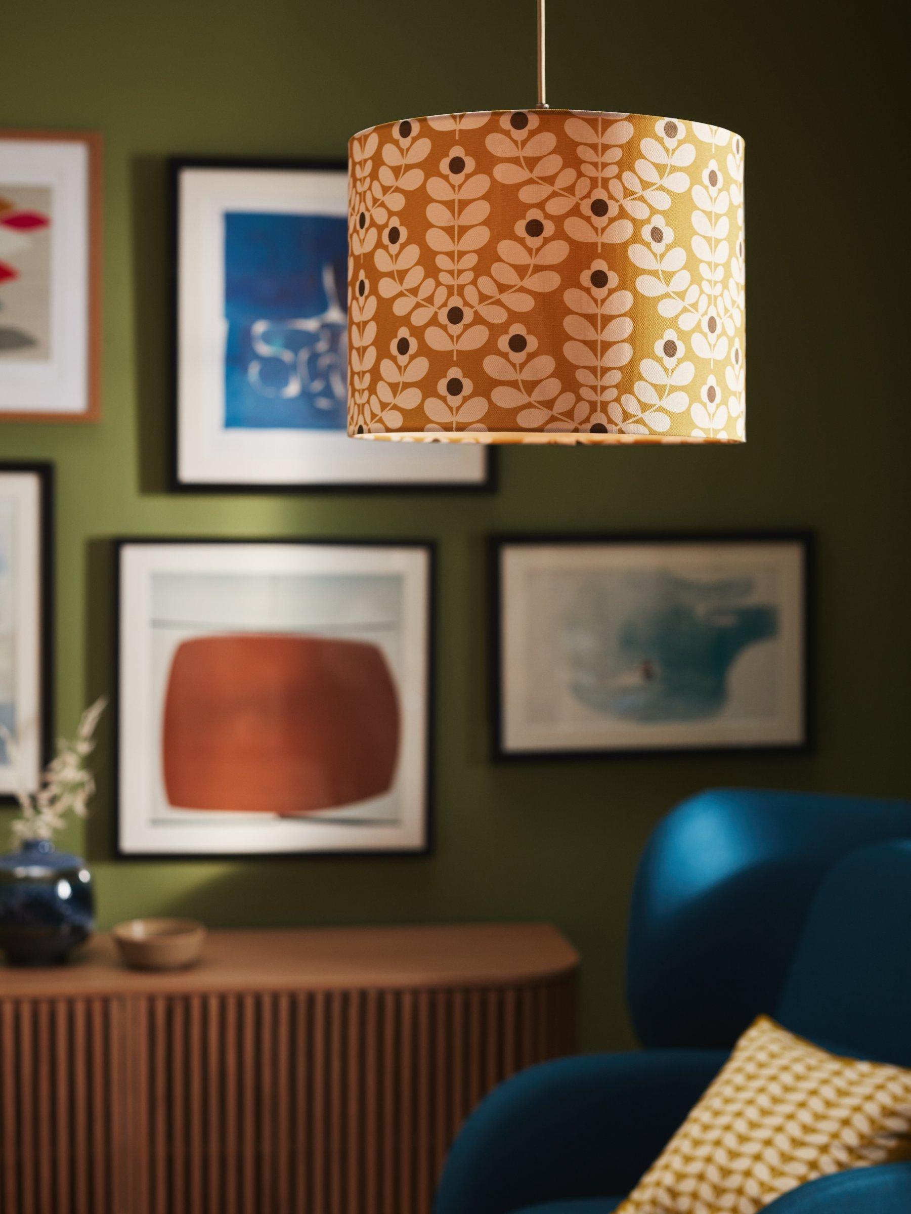 Orla Kiely Juniper Stem lampshade in yellow - British product