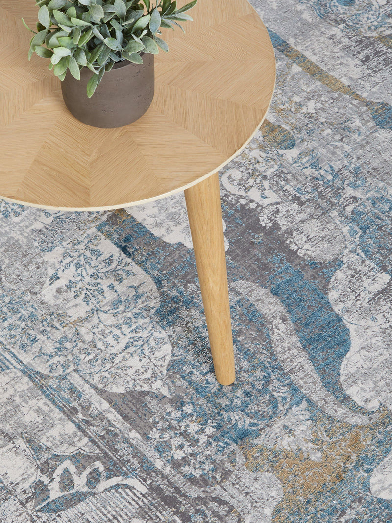 Gooch Luxury distressed ornate rug blue 230x160cm (British brand)