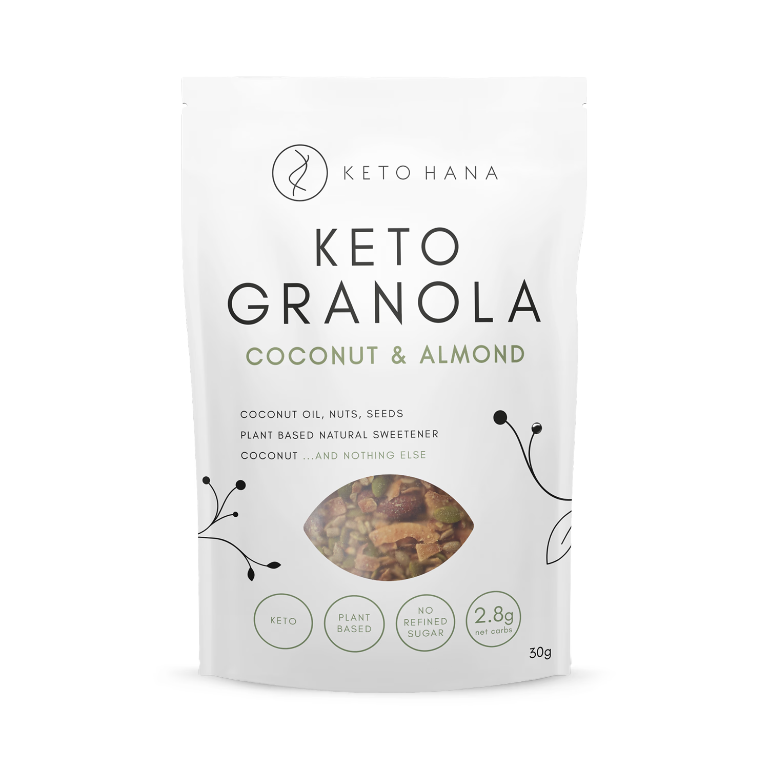 Keto Hana coconut almond granola 300g, UK version