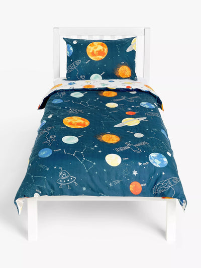 John Lewis John Lewis Outer Space Glow in the Dark Reversible Duvet Cover Set, Single, Navy- Buy online at McGrocer