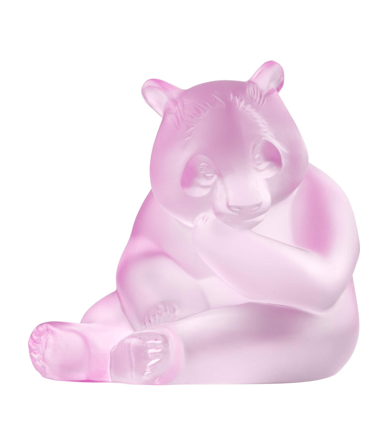 Lalique rose nebula panda crystal sculpture, UK version