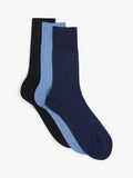 John Lewis mercerised cotton socks pack of 3 blues, UK version