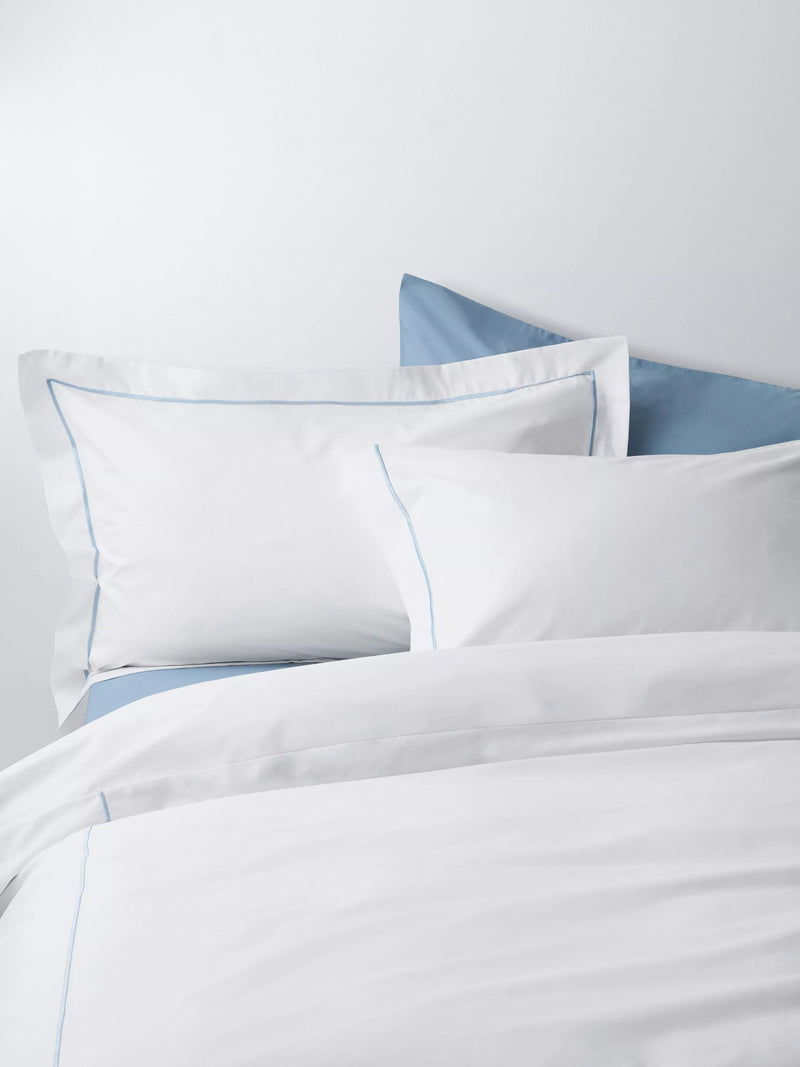 John Lewis Harlow Egyptian Cotton Percale, Standard Pillowcase, 400 Thread Count, Ice Blue