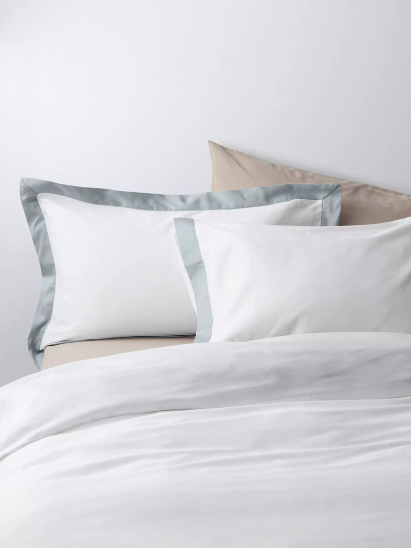 John Lewis Padova Egyptian Cotton Sateen, Standard Pillowcase, 400 Thread Count, Ice Blue